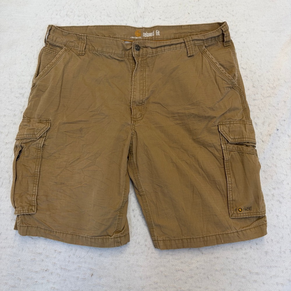Carhartt Cargo Shorts Mens 40 Brown Force Relaxed Fit Ripstop 101168